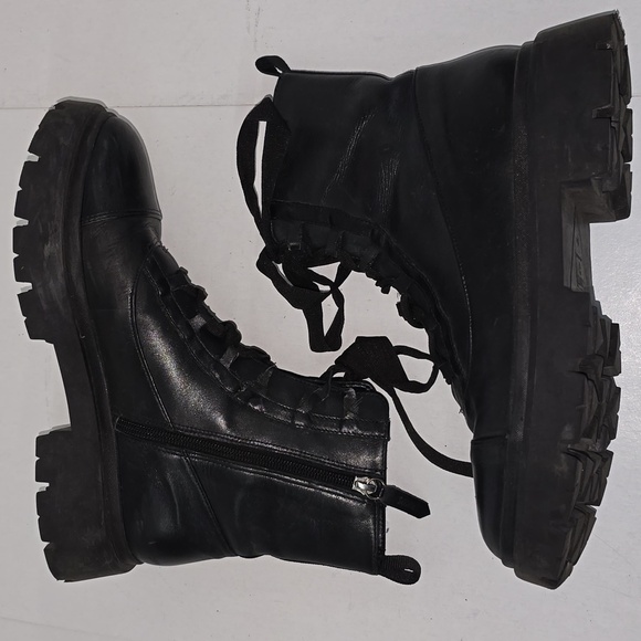 Schutz Kaile Black Leather Combat Boots Women 8 - Picture 13 of 15